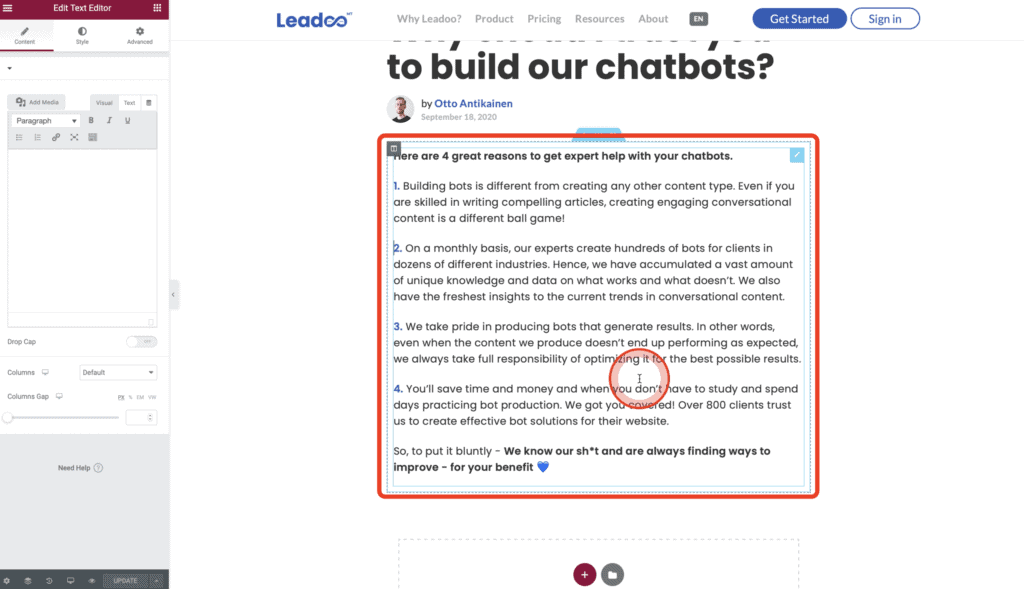 Screenshot 2021 01 18 at 14.03.34 How to embed Leadoo bots