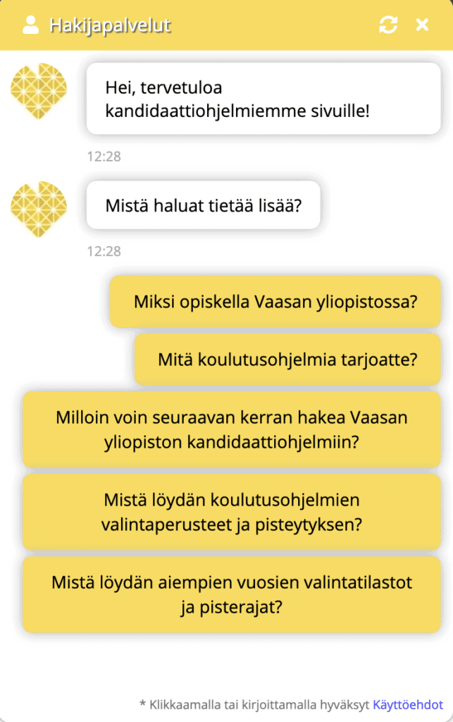 Na%CC%88ytto%CC%88kuva 2021 12 29 kello 12.29.03 1 korkeakoulu Miten korkeakoulut hyötyvät ChatBotista? 5 tapaa