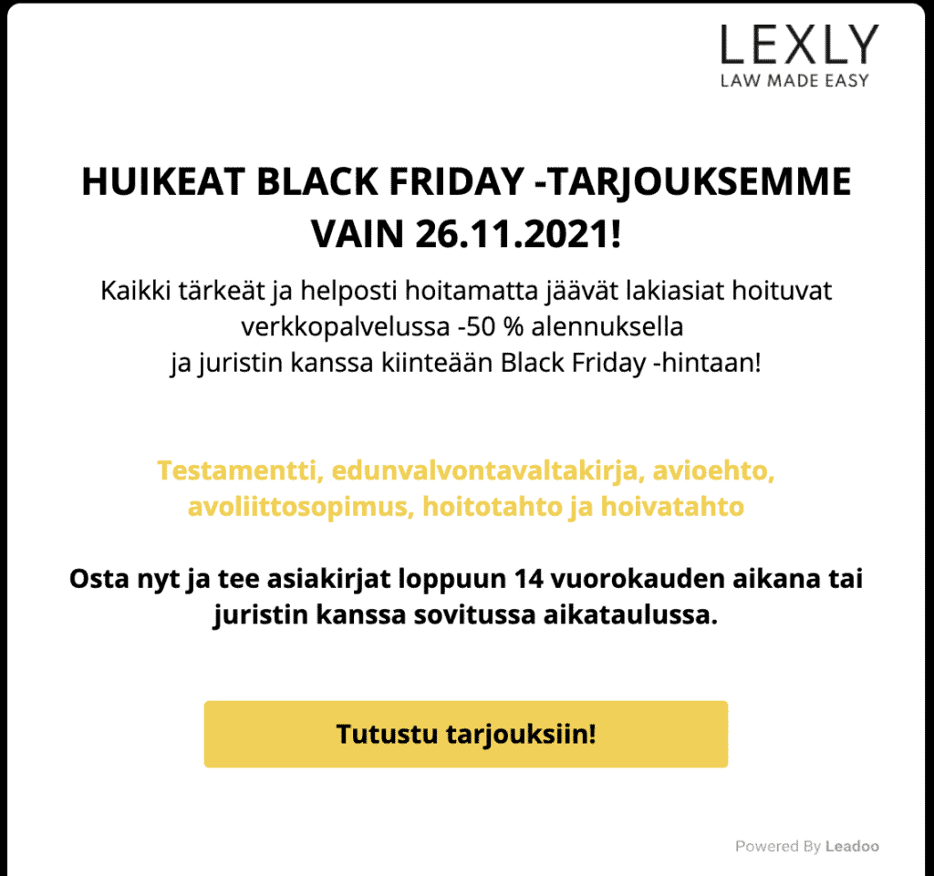 Na%CC%88ytto%CC%88kuva 2021 11 25 kello 13.40.39 kampanja Näin hyödynnät Leadoota kampanjan teossa