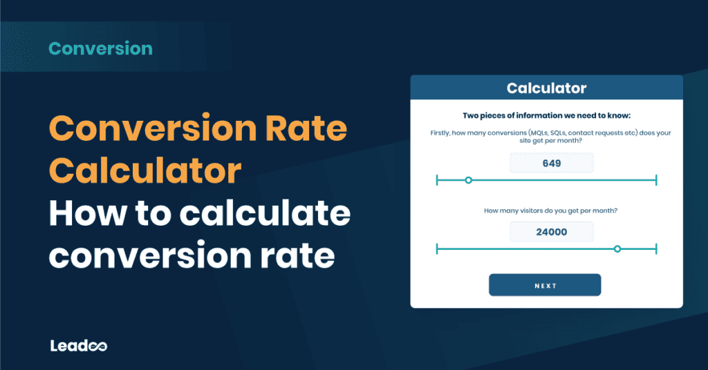 Conversion Rate Calculator Leadoo conversion rate calculator Conversion Rate Calculator - How to calculate conversion rate