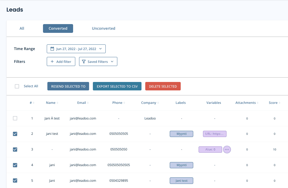 Lead list pic2 How to filter, resend, and export leads