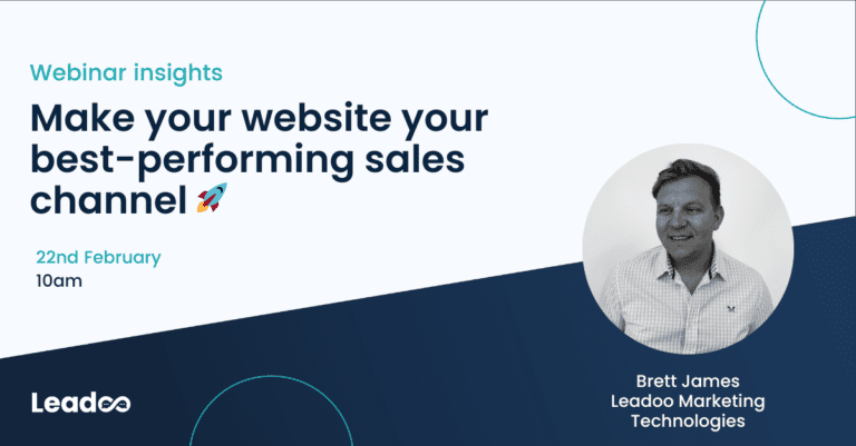 Image says make your website your best performing sales channel and shows image of Brett James, UK Country Lead