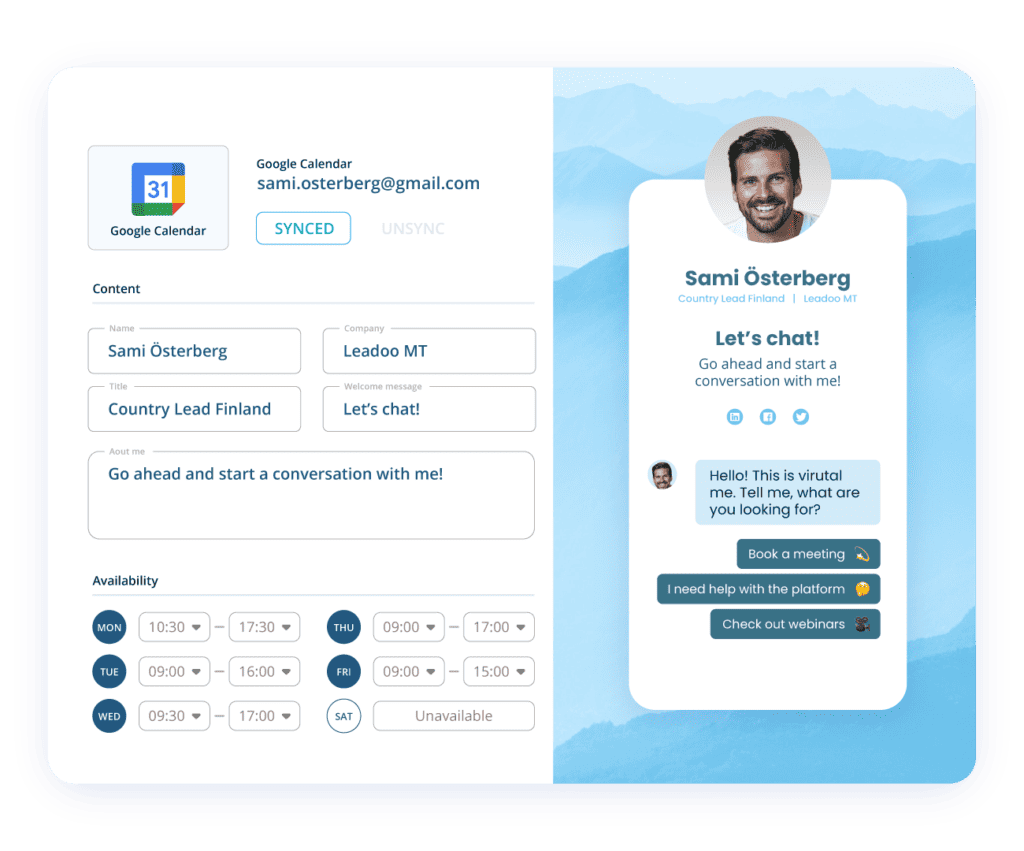 Leadoo Sales Assistant settings and mobile preview