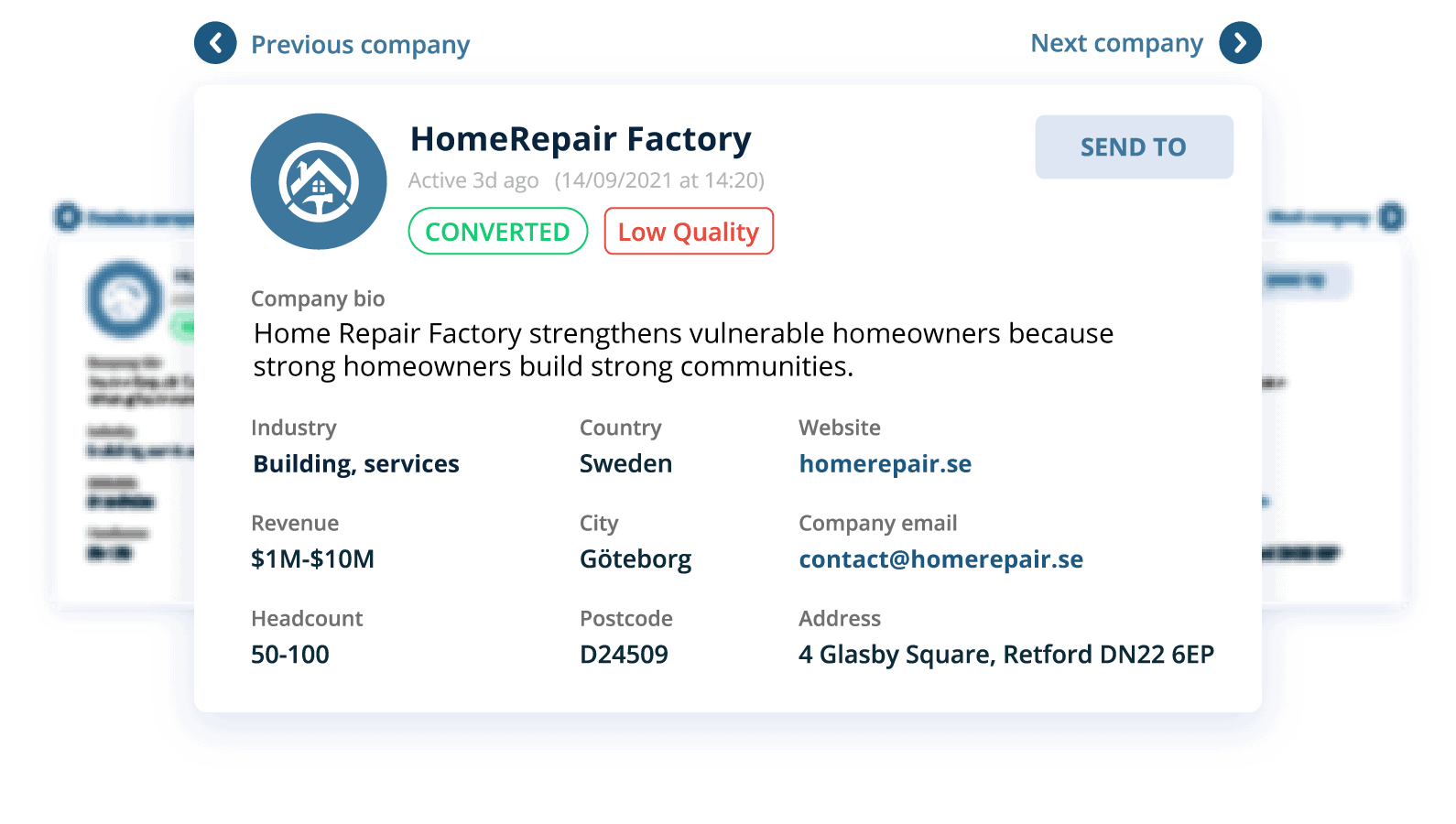 Company Insights Company profiles view
