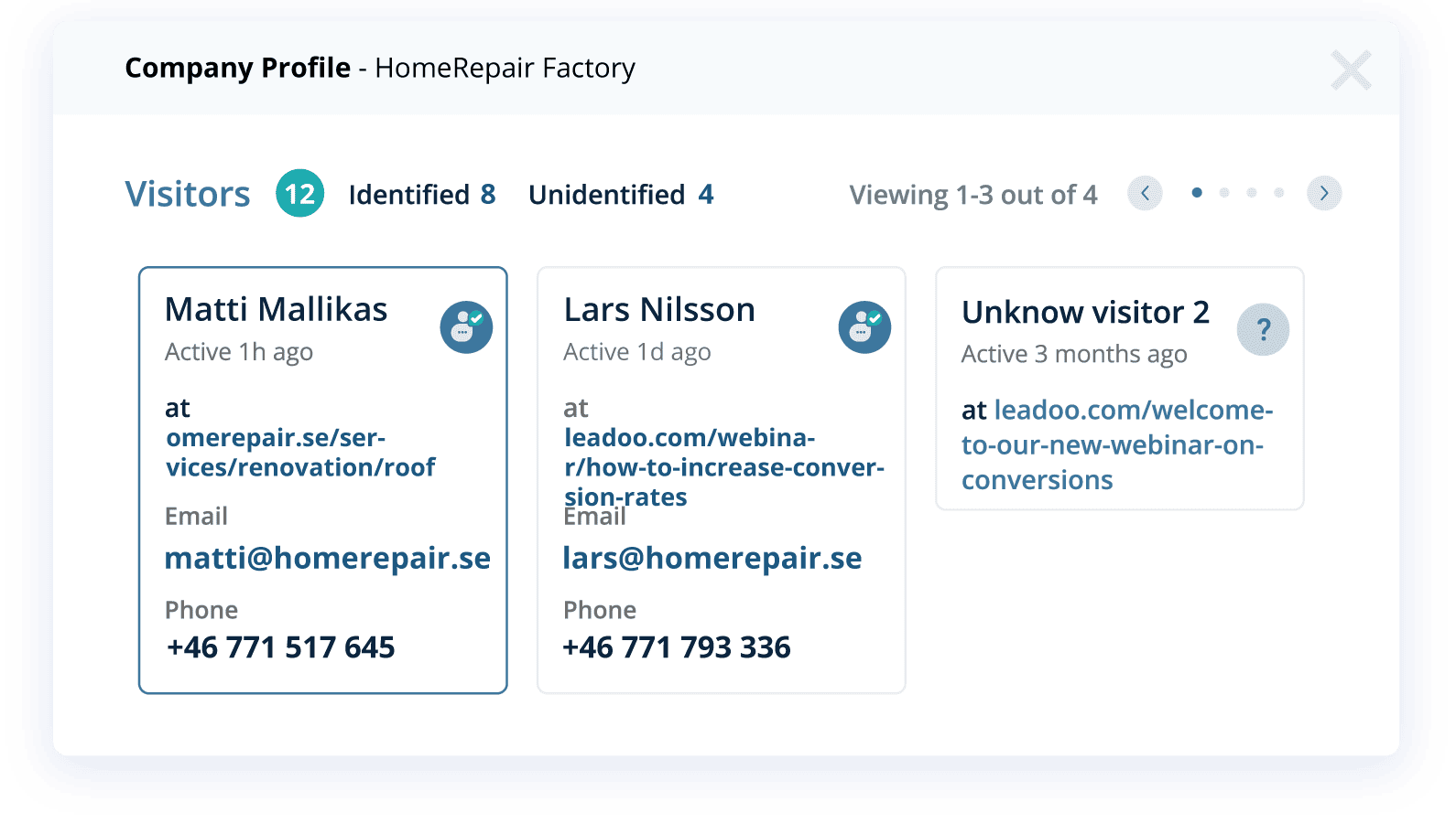 Company Insights Visitor profile linking