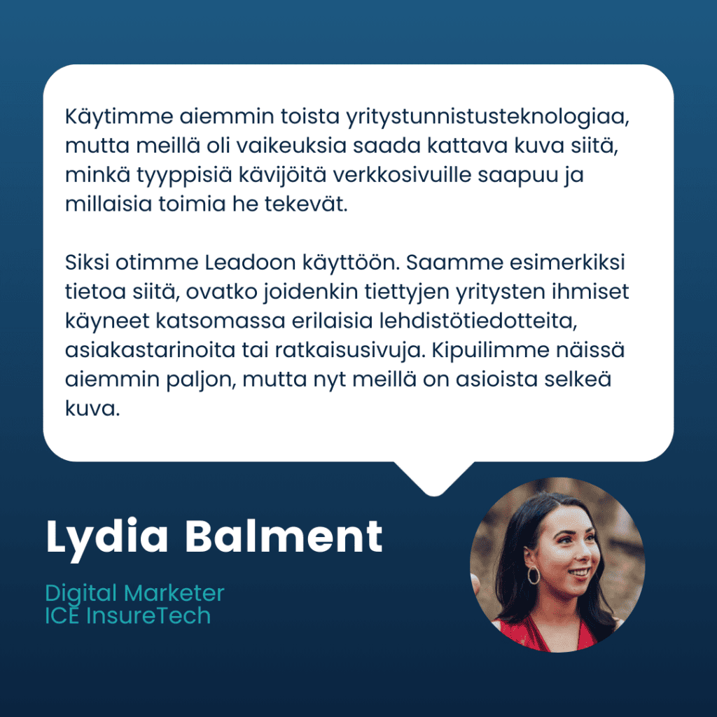 Mitä alustaa ICE InsureTech käytti verkkosivujen liidigenerointiin ennen Leadoota?