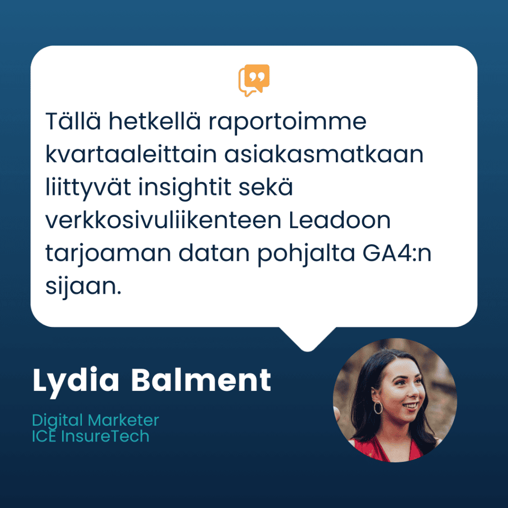 Millaisia etuja Leadoo Website Analytics antaa ICE InsureTechille?