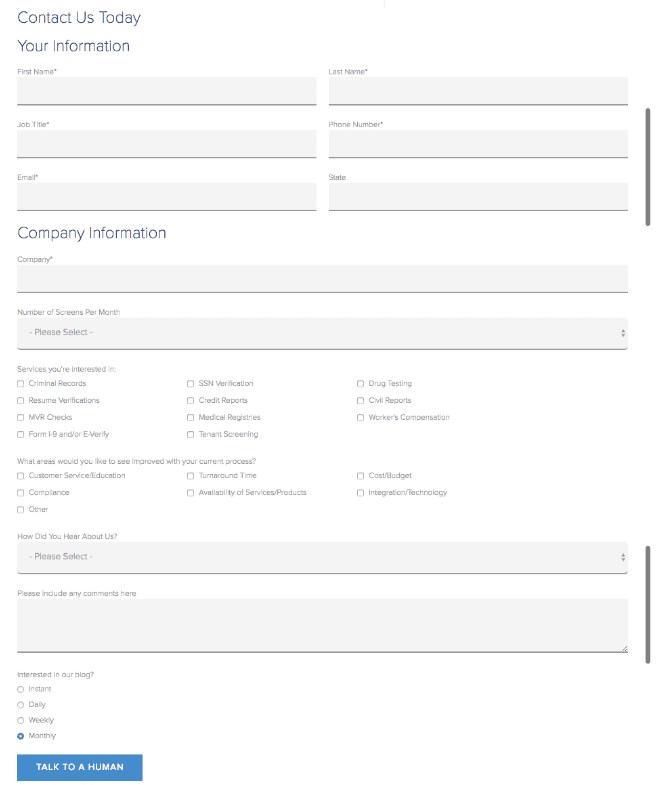 Really long contact form