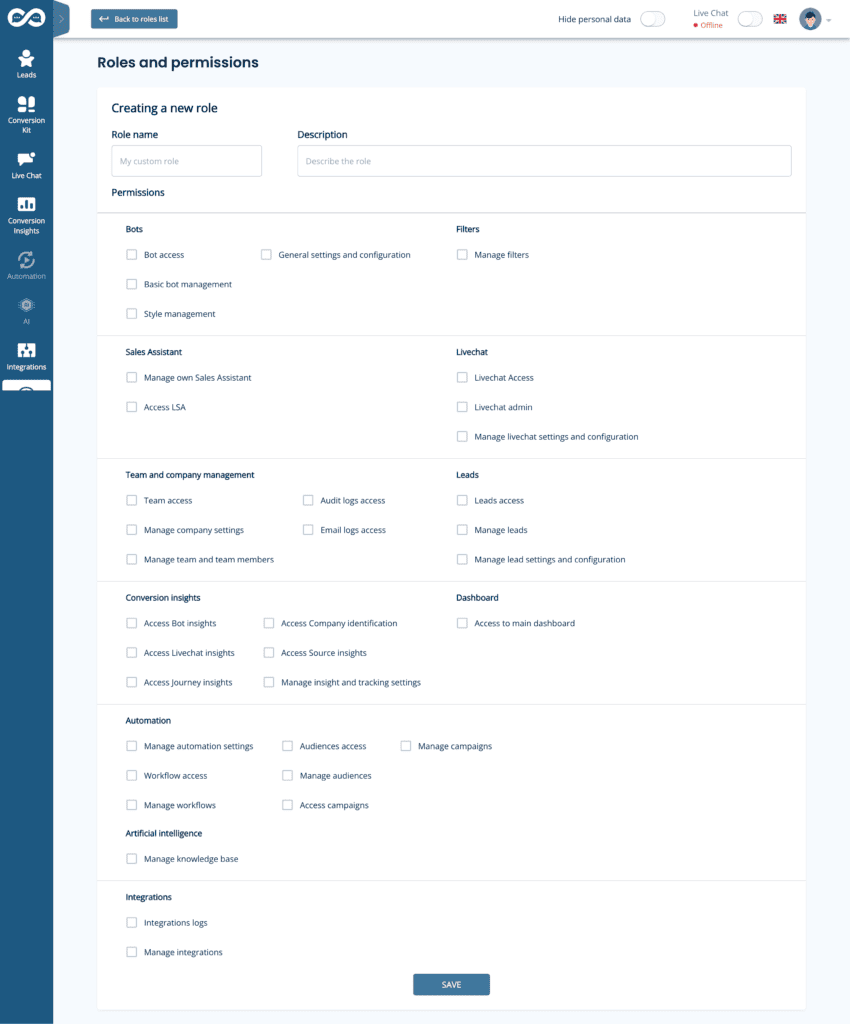 Setting custom permissions