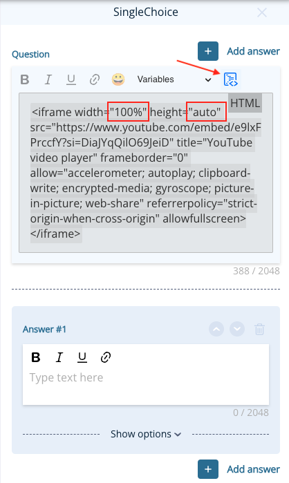 Screen Shot 2024 07 24 at 11.46.37 AM video How to embed video and images in a Leadoo bot