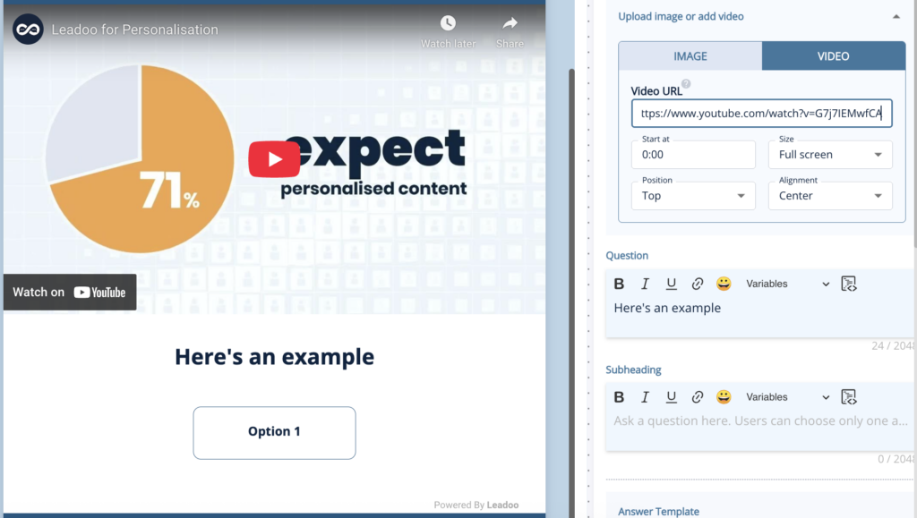 Screenshot 2025 06 04 at 15.10.08 video How to embed video and images in a Leadoo bot