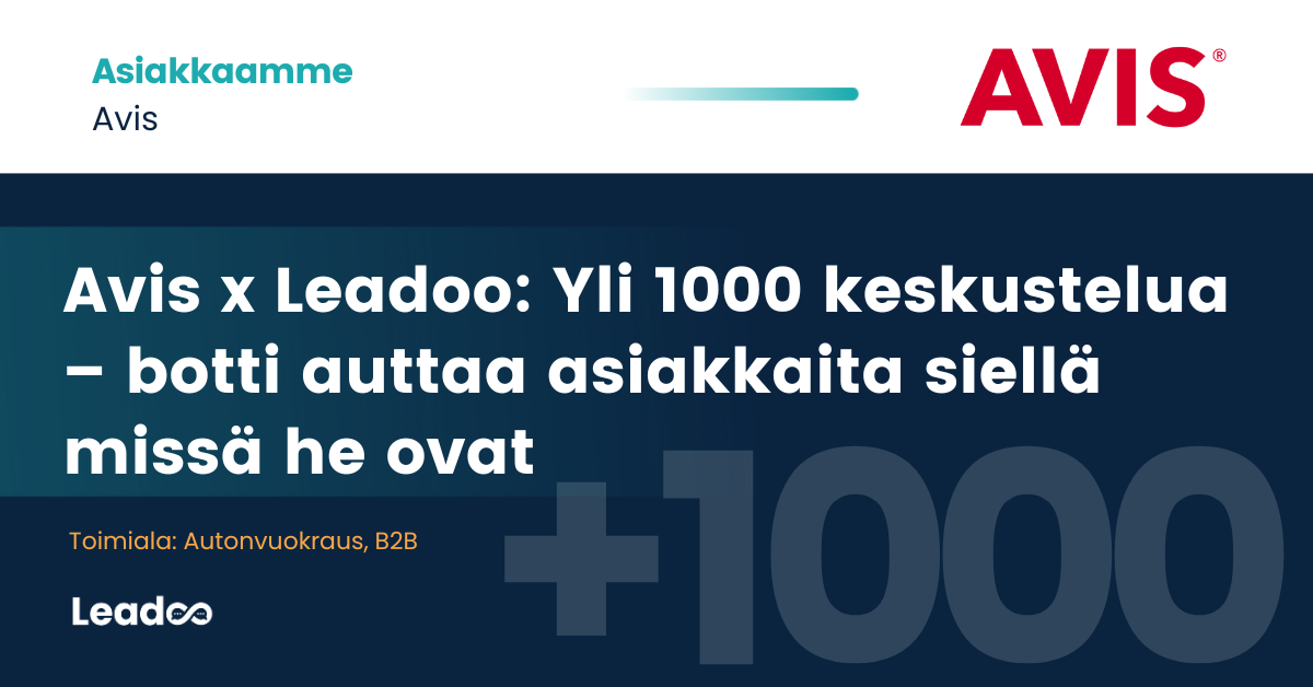 Avis x Leadoo: Yli 1000 keskustelua – botti auttaa asiakkaita siellä missä he ovat
