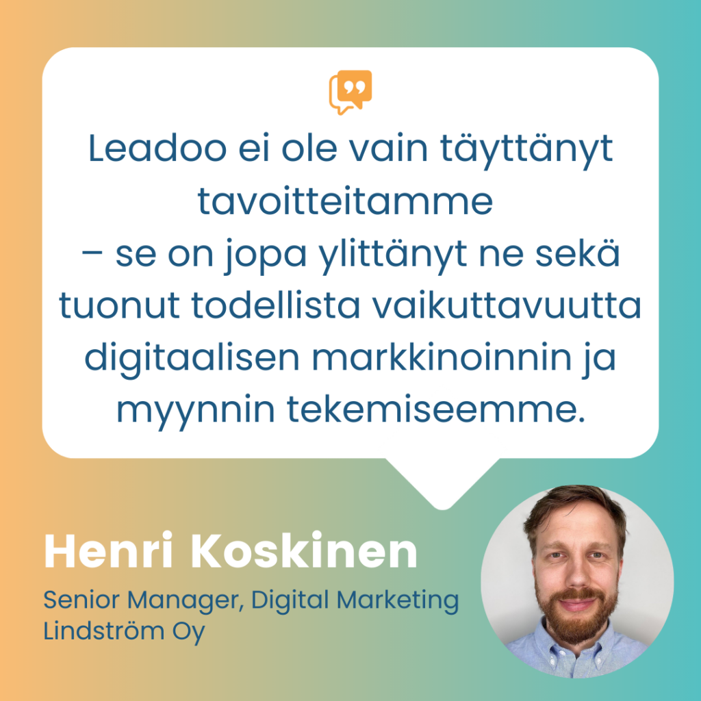 Lindström x Leadoo: Kohti personoidumpaa asiakaskokemusta 3 Lindströmin Senior Manager kertoo ratkaisun täyttäneen tavoitteet.